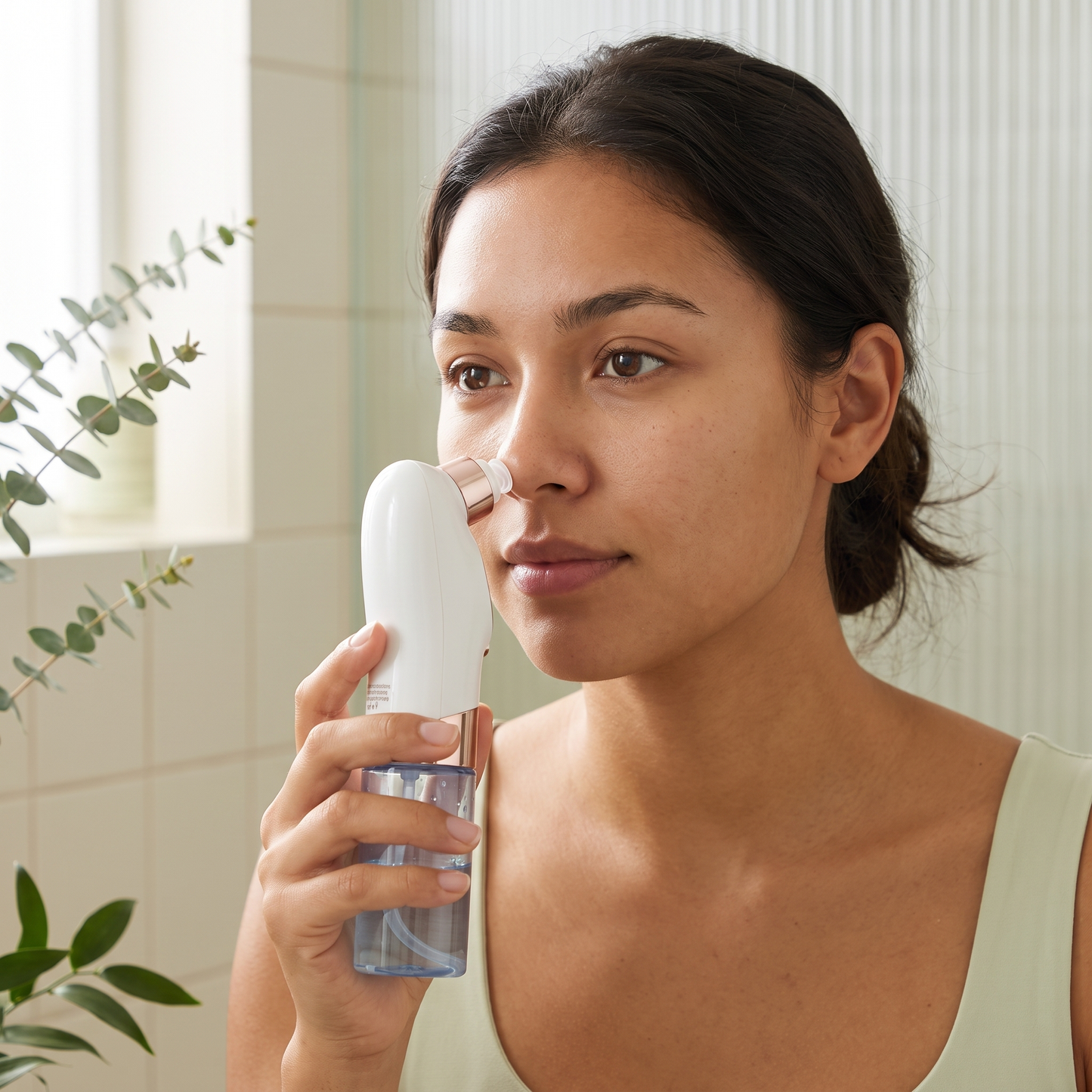Woman using the Updraft Pore Vacuum