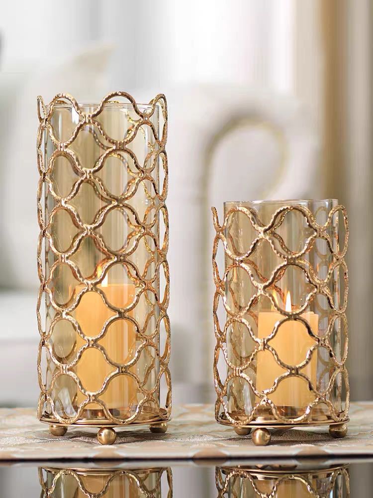 Hollow Out Golden Metal Glass Flower Vase - Premium Peaks