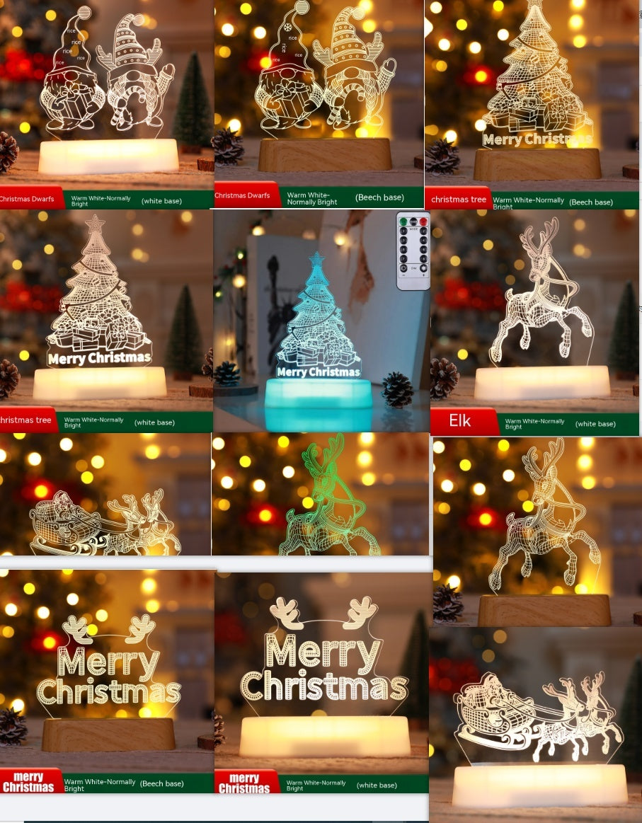 3D Acrylic LED Christmas Night Light - Premium Peaks