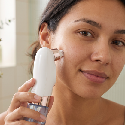 Close-up using the Updraft Pore Vacuum on the cheek