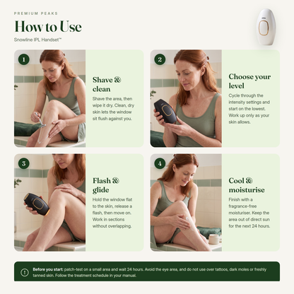 How to use the Snowline IPL Handset in four steps