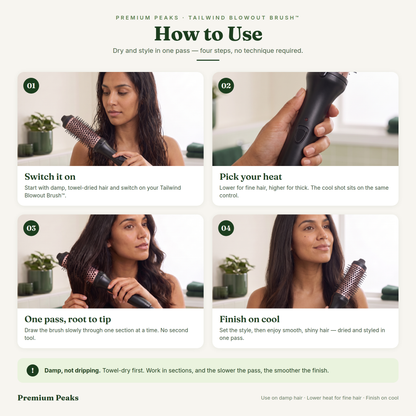 Tailwind Blowout Brush™ - Salon Quality Ionic Hot-Air Styling Brush