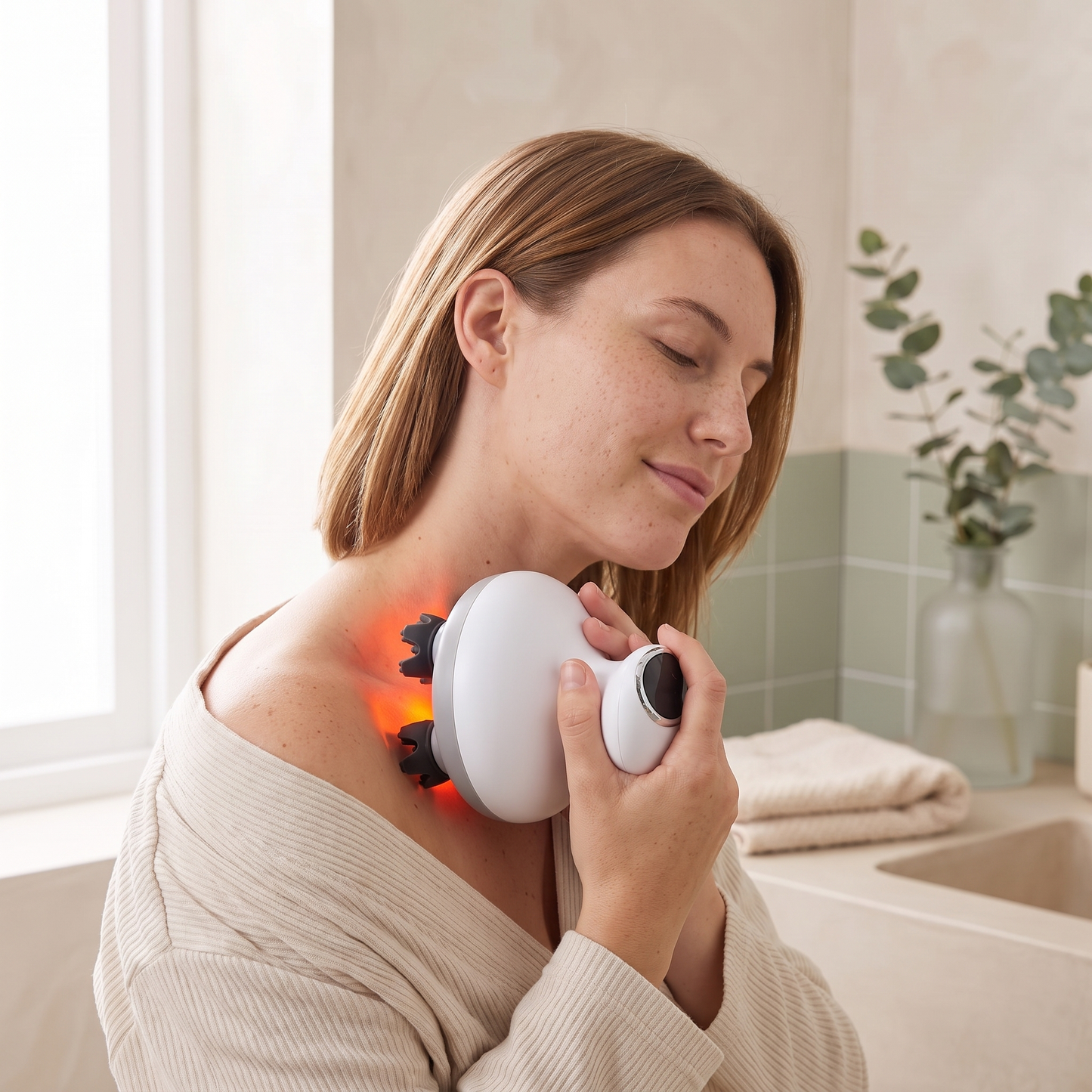 Treeline Scalp Reviver used on the shoulder and trapezius